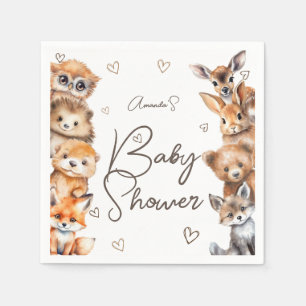 Serviette En Papier Invitation à une Baby Shower sur le thème des Anim