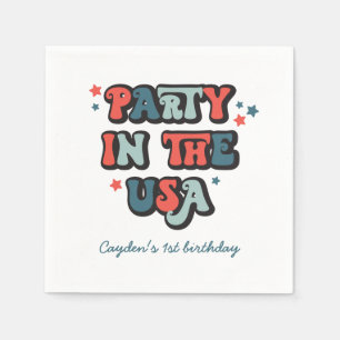 Serviette En Papier Invitation à une fête d'anniversaire le 4 juillet 