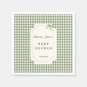 Serviette En Papier Invitation au Baby shower de En vichy de Sage Gree