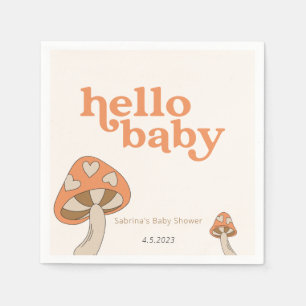Serviette En Papier Invitation Baby shower de champignons   Orange et 