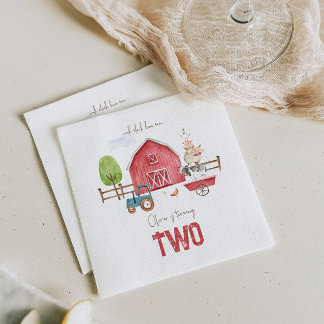 Serviette En Papier Invitation d'anniversaire à la ferme