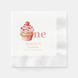 Serviette En Papier Invitation d'anniversaire Cupcake, 1er anniversair
