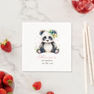 Serviette En Papier Invitation d'anniversaire de Panda, Invitation d'a