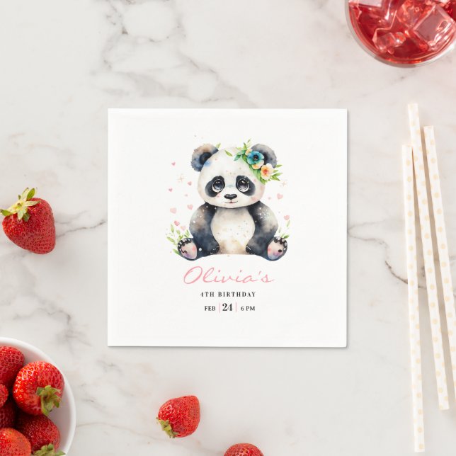 Serviette En Papier Invitation d'anniversaire de Panda, Invitation d'a (En situation)