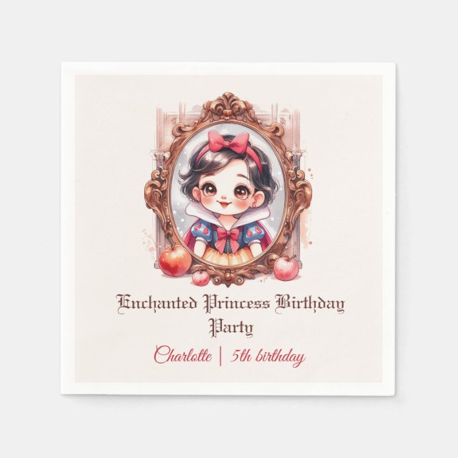 Serviette En Papier Invitation d'anniversaire de princesse enchantée B (Devant)