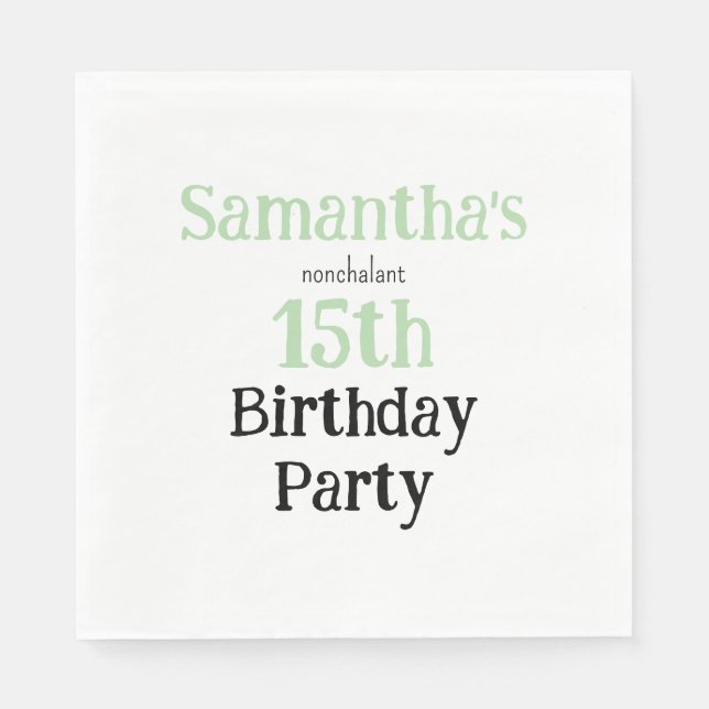 Serviette En Papier Invitation d'anniversaire nonchalant pour adolesce (Devant)