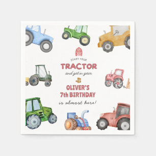 Serviette En Papier Invitation d'anniversaire tracteur aquarelle tout