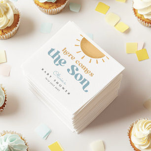 Serviette En Papier Invitation de Baby shower de garçon Retro Sunshine