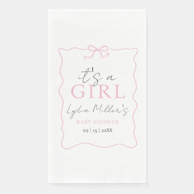 Serviette En Papier Invitation de Baby shower de la croupe rose, Baby  (Devant)