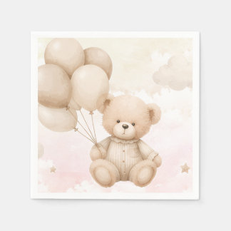 Serviette En Papier Invitation de baby shower ourson vintage