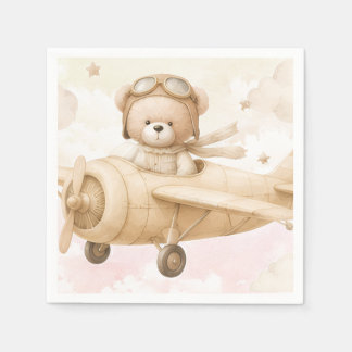 Serviette En Papier Invitation de baby shower ourson vintage