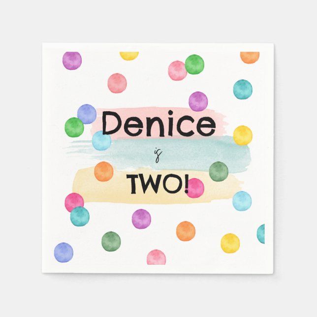 Serviette En Papier Invitation de la fête d'anniversaire Polka Dot (Devant)