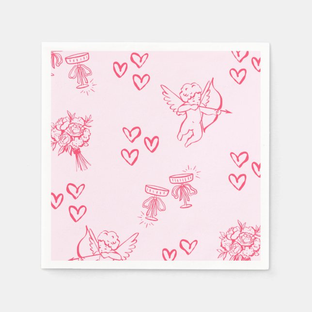 Serviette En Papier Invitation Galentine's Day pour copines (Devant)