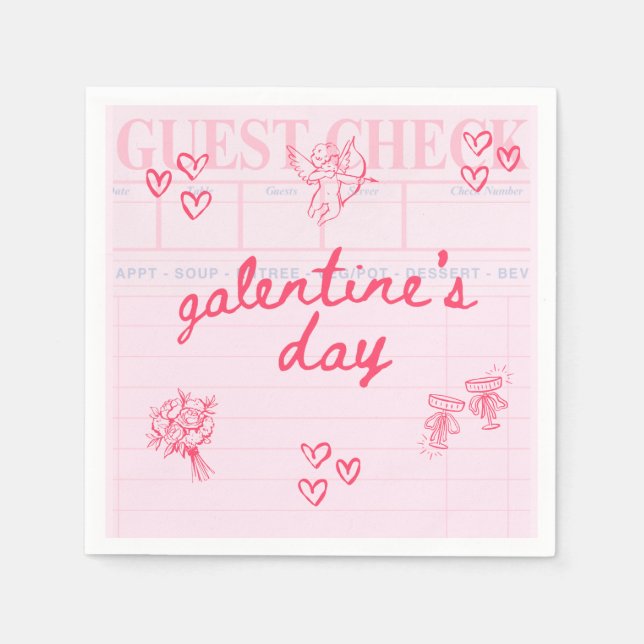 Serviette En Papier Invitation Galentine's Day pour copines (Devant)