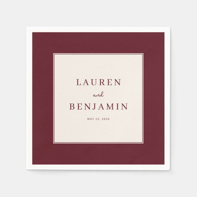 Serviette En Papier Invitation minimaliste marron élégante (Devant)