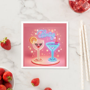 Serviette En Papier Invitation Neon de l'heure de fête personnalisée