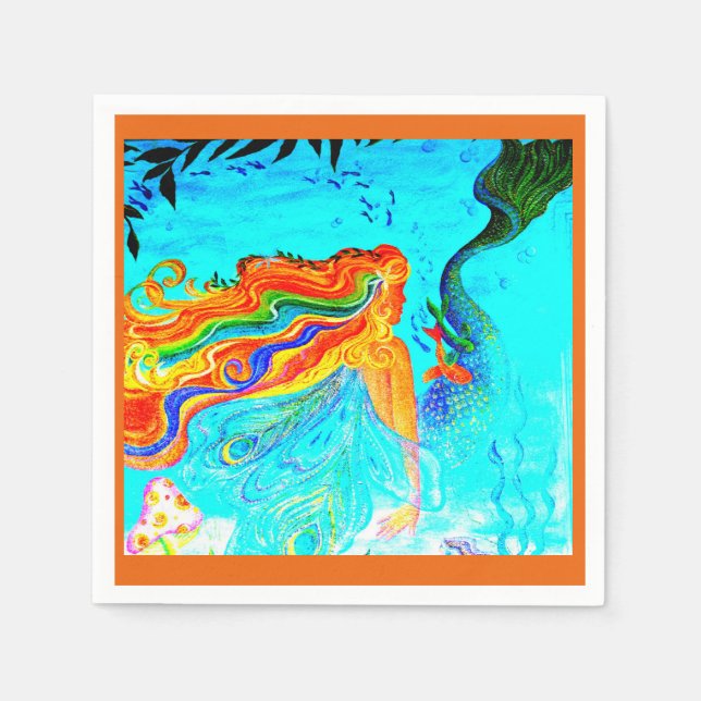 Serviette En Papier invitation personnalisée de mermaid (Devant)