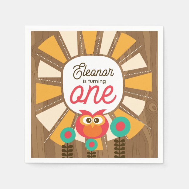 Serviette En Papier Invitation pour le premier anniversaire de la chou (Devant)