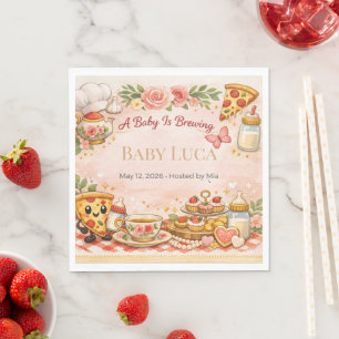 Serviette En Papier Invitation Thème Pizza pour Baby Shower Drôle et M