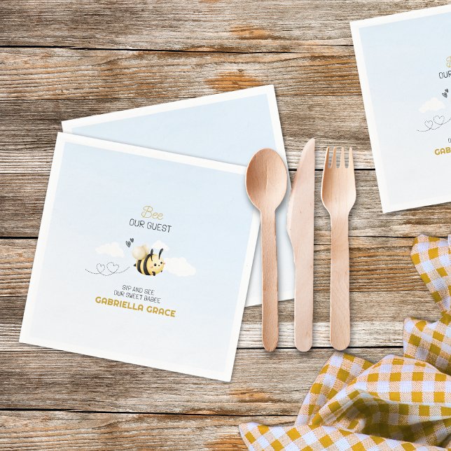 Serviette En Papier Invité de la Ruche Sip et Voir  (Bee Theme Sip and See Napkin )