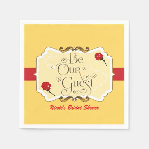 Serviette En Papier Invité d'honneur Fête de Princesse aux Roses Jaune