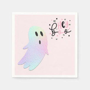 Serviette En Papier Iridescente Ghost Hey Boo Pastel Halloween Anniver
