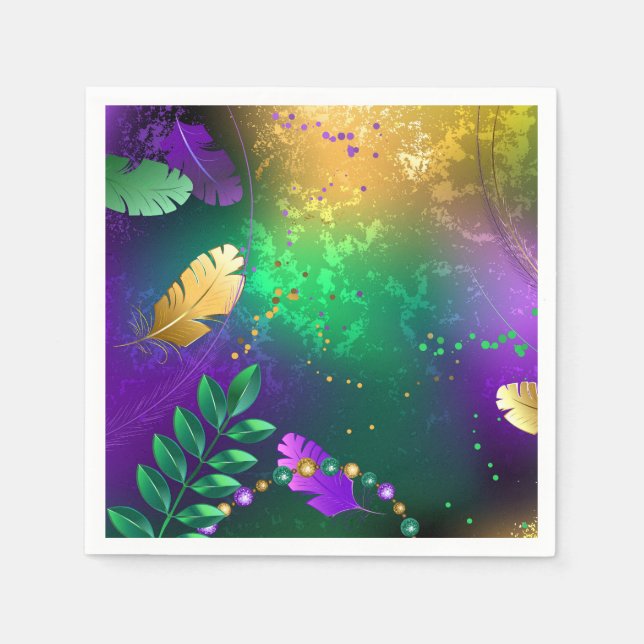 Serviette En Papier Iridescente mardi gras arrière - plan avec perles (Devant)
