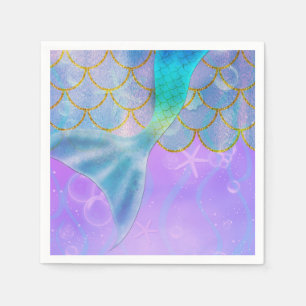Serviette En Papier Iridescente Pearl Shimmer Mermaid fête d'anniversa