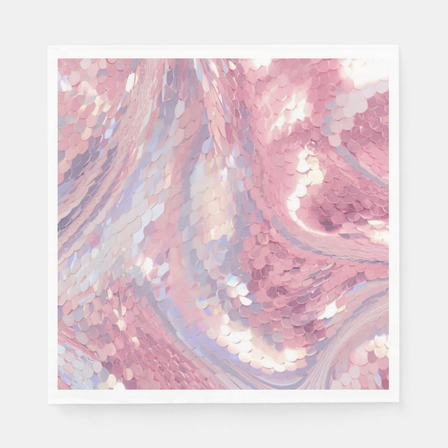 Serviette En Papier Iridesecent Pink and Purple Sequin (Devant)
