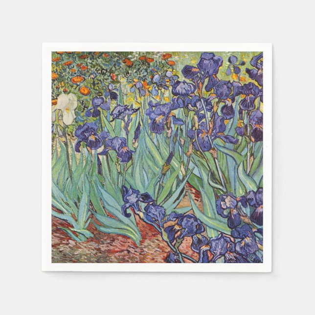 Serviette En Papier Iris de Van Gogh Peinture Impressionniste (Devant)