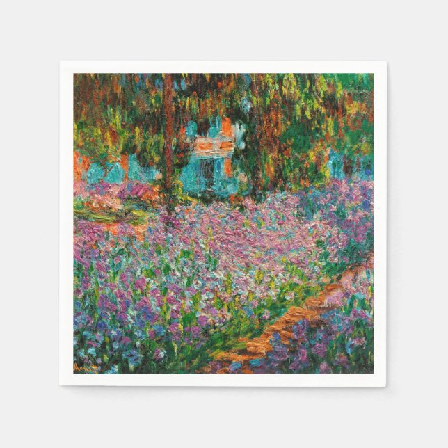 Serviette En Papier Iris Jardin Monet Giverny fleurs (Devant)