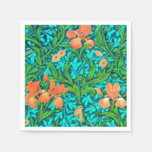 Serviette En Papier Iris, orange et turquoise de William Morris