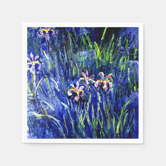 Serviette En Papier Irises, célèbre peinture florale de Claude Monet (Devant)