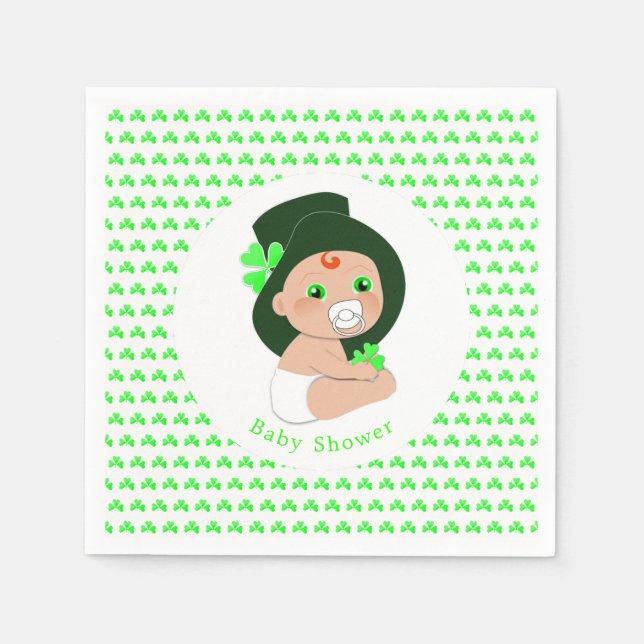 Serviette En Papier Irish Baby Leprechaun Lucky Shamrock Baby shower (Devant)