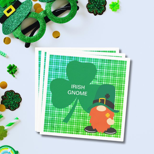 Serviette En Papier Irish Gnome Shamrock St patrick Standard Cocktail (Irish Gnome Shamrock St Patrick's Standard Cocktail Napkins)