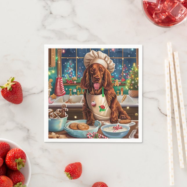 Serviette En Papier Irish Setter Gâteau de vacances : Noël festif (En situation)
