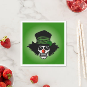 Serviette En Papier Irish Skeleton Clown Green