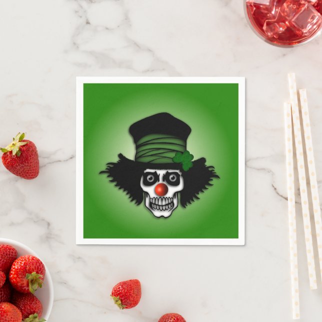 Serviette En Papier Irish Skeleton Clown Green (En situation)