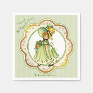 Serviette En Papier Irlandais Shamrock Floll Girl Napkins