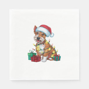 Serviette En Papier Irlandais Terrier Xmas éclaire Père Noël Irish Ter