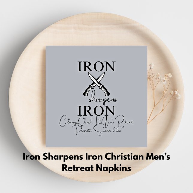 Serviette En Papier Iron aiguiseur Fer couteau chrétien (Iron sharpens Iron Knife Christian Napkins)