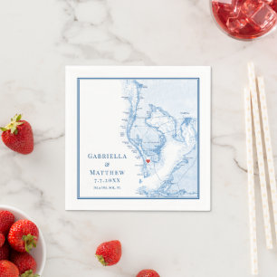 Serviette En Papier Isla Del Sol Carte Floride Élégant Mariage