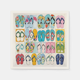 Serviette En Papier Island Summer Beach Vacances Floral Flip Flops