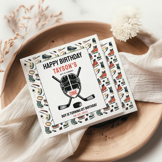 Serviette En Papier It’s Game Time Hockey 1st Birthday Party (It’s Game Time Hockey 1st Birthday Party Napkins
)