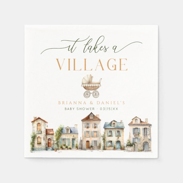 Serviette En Papier It Takes a Village Baby Shower Napkin (Devant)