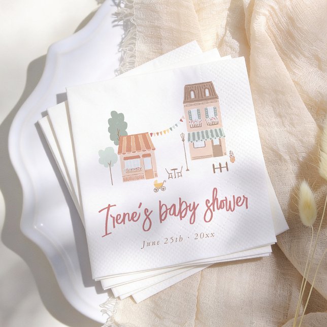 Serviette En Papier It Takes A Village Hand Drawn Baby Shower (Créateur téléchargé)