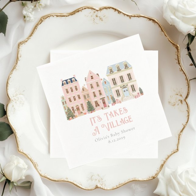 Serviette En Papier It Takes a Village Winter Whimsical Baby Shower (Créateur téléchargé)
