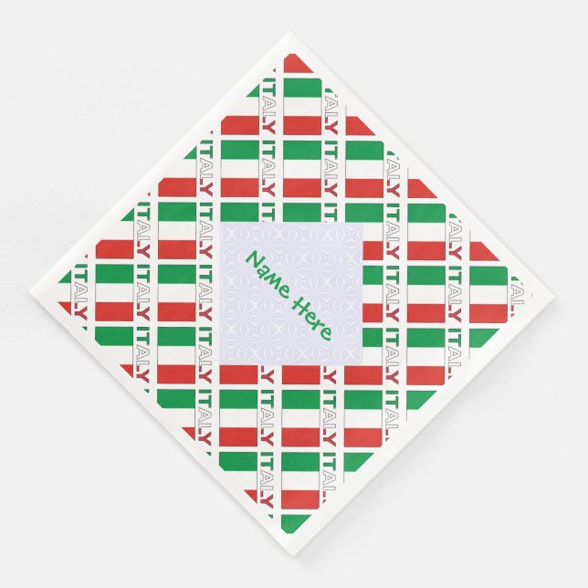 Serviette En Papier Italie - Drapeau italien - Personnalisation verte (Coin)
