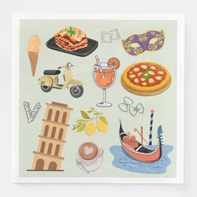 Serviette En Papier Italie Vacances parfaites (Devant)