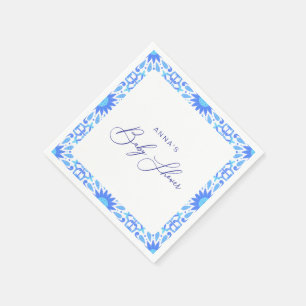 Serviette En Papier Italien Baby shower de carrelage bleu minimaliste